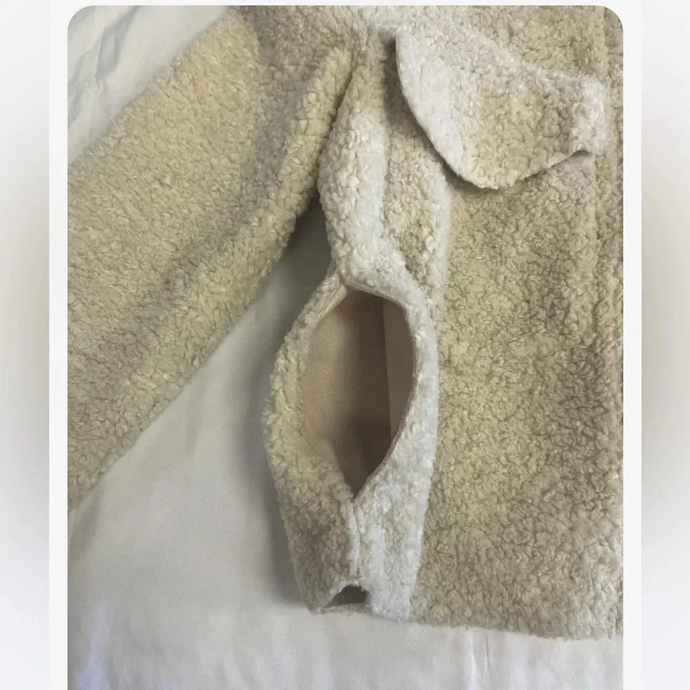 Zara Off White  Teddy Coat Size Small - Picture 8 of 10